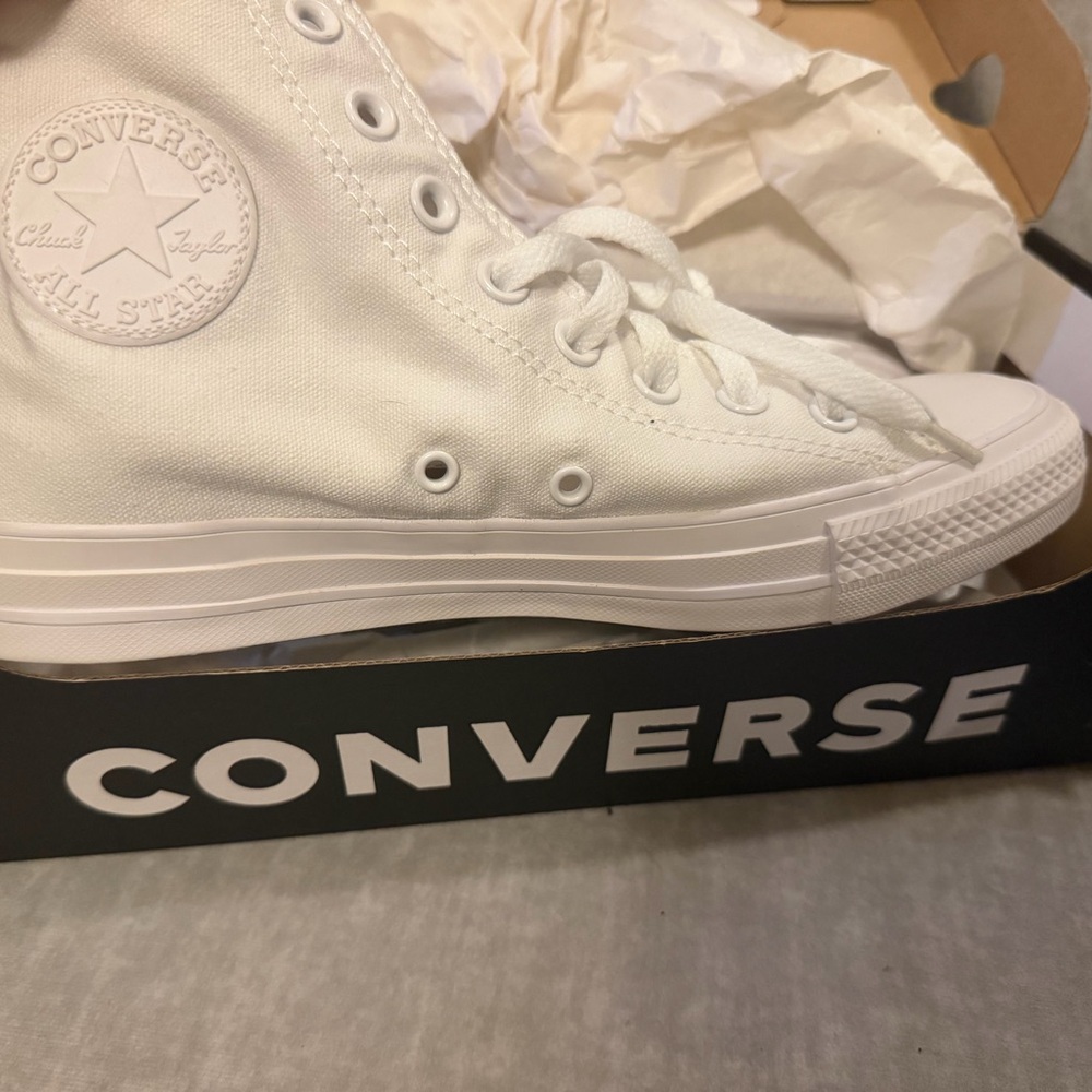 Converse White Vintage Chuck Taylor High Top Sneakers Brand New